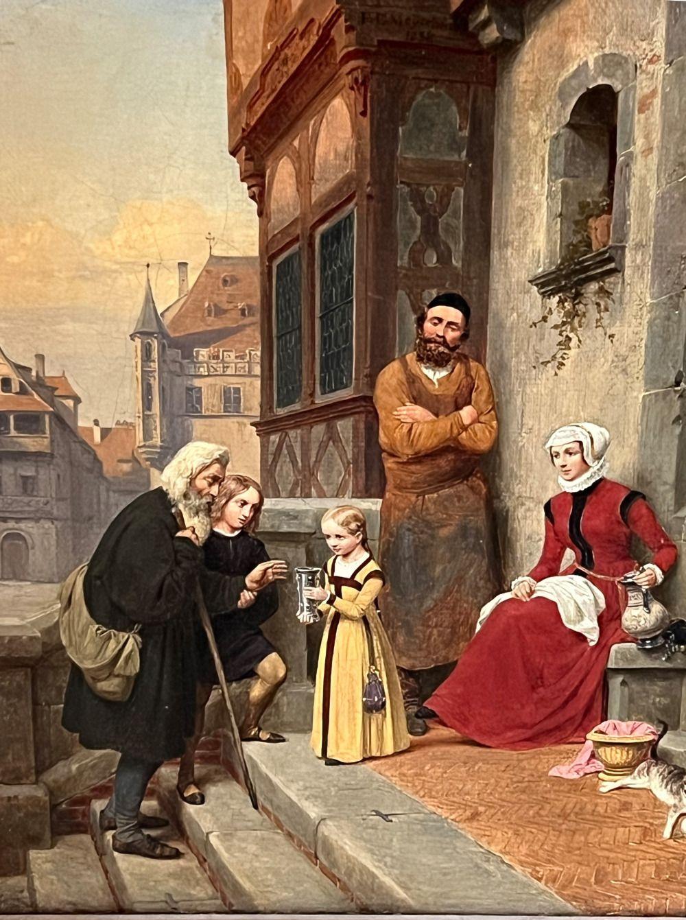 Scena di genere con la famiglia di un cantiniere davanti alla casa